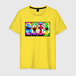 Футболка хлопковая мужская Радужные друзья персонажи, цвет: желтый