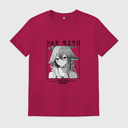 Футболка хлопковая мужская Яэ Мико жрица, цвет: маджента