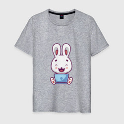 Футболка хлопковая мужская Весёлый кролик, цвет: меланж