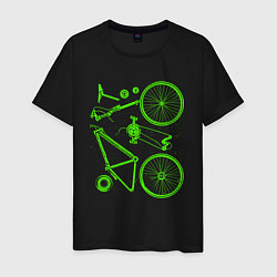Футболка хлопковая мужская Детали велосипеда, цвет: черный