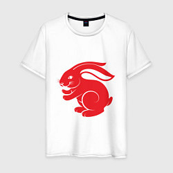 Футболка хлопковая мужская Красный кролик, цвет: белый