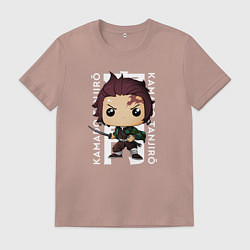 Футболка хлопковая мужская Фанки поп Танджиро, цвет: пыльно-розовый