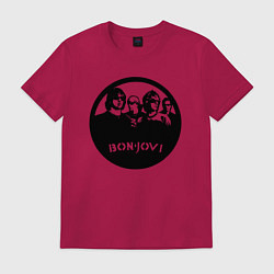Футболка хлопковая мужская Bon Jovi rock, цвет: маджента
