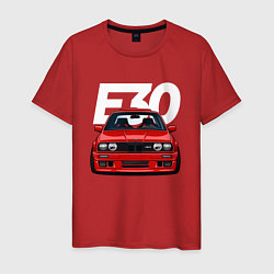 Футболка хлопковая мужская BMW E30, цвет: красный