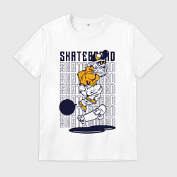Футболка хлопковая мужская Скейтбордист с бородой, цвет: белый