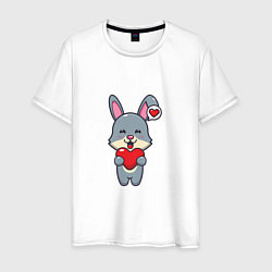 Футболка хлопковая мужская Lover Bunny, цвет: белый
