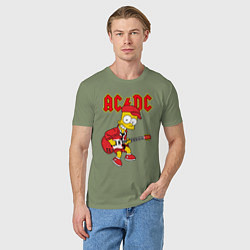 Футболка хлопковая мужская AC DC Барт Симпсон, цвет: авокадо — фото 2