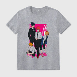 Футболка хлопковая мужская Команда Макимы - Человек бензопила, цвет: меланж