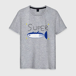 Футболка хлопковая мужская БТС - Супер лосось, цвет: меланж