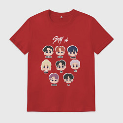 Футболка хлопковая мужская Stray Kids Chibi, цвет: красный