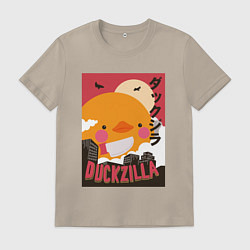 Футболка хлопковая мужская Утка Годзилла, цвет: миндальный