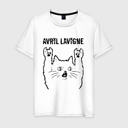 Футболка хлопковая мужская Avril Lavigne - rock cat, цвет: белый