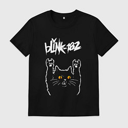 Футболка хлопковая мужская Blink 182 rock cat, цвет: черный