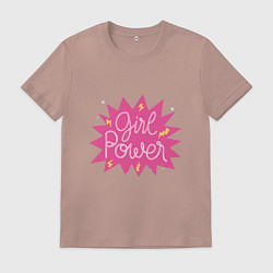 Футболка хлопковая мужская Girl power boom, цвет: пыльно-розовый