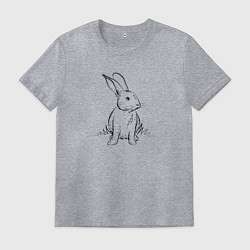 Футболка хлопковая мужская Контурный заяц, цвет: меланж