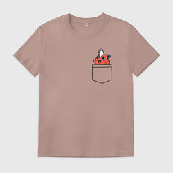 Футболка хлопковая мужская Пачита в кармашке - Человек бензопила, цвет: пыльно-розовый