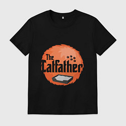 Футболка хлопковая мужская Cat father, цвет: черный