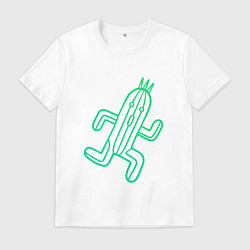 Футболка хлопковая мужская Файнал фентези Cactuar, цвет: белый