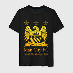 Футболка хлопковая мужская Manchester City gold, цвет: черный