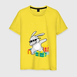 Футболка хлопковая мужская Кролик ДЭБ и новый год, цвет: желтый