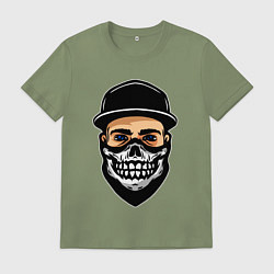 Футболка хлопковая мужская Парень в маске с черепом, цвет: авокадо