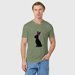 Футболка хлопковая мужская Черный кролик, цвет: авокадо — фото 2