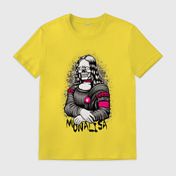 Футболка хлопковая мужская Мона Лиза скелет, цвет: желтый