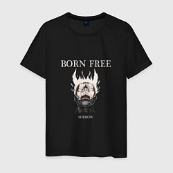 Футболка хлопковая мужская Born free sorrow, цвет: черный