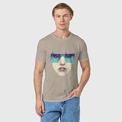 Футболка хлопковая мужская Lady gaga face, цвет: миндальный — фото 2