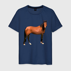 Футболка хлопковая мужская Теплокровная лошадка, цвет: тёмно-синий