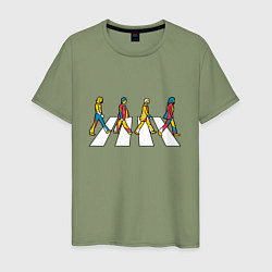 Футболка хлопковая мужская Beatles team, цвет: авокадо