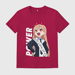 Футболка хлопковая мужская Power Человек бензопила, цвет: маджента