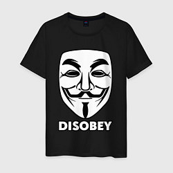 Футболка хлопковая мужская Guy Fawkes - disobey, цвет: черный