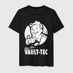 Футболка хлопковая мужская Vault boy - join the vault tec, цвет: черный