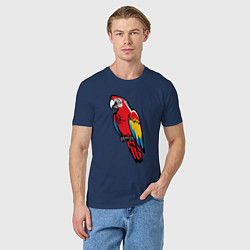 Футболка хлопковая мужская Попугай Ара на жердочке, цвет: тёмно-синий — фото 2