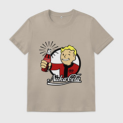 Футболка хлопковая мужская Vault boy - nuka cola, цвет: миндальный
