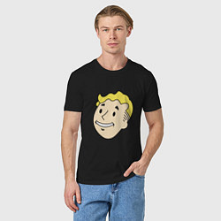 Футболка хлопковая мужская Vault boy head, цвет: черный — фото 2