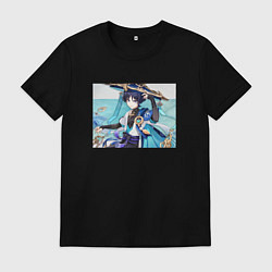 Футболка хлопковая мужская Скарамучча Геншин импакт, цвет: черный