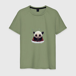 Футболка хлопковая мужская Понурый панда, цвет: авокадо