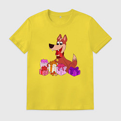 Мужская футболка Собачка с подарками
