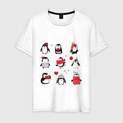 Футболка хлопковая мужская Positive penguins, цвет: белый