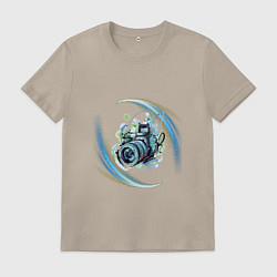 Футболка хлопковая мужская Фото момент, цвет: миндальный