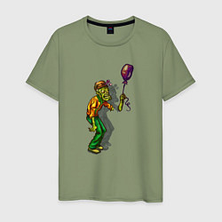 Футболка хлопковая мужская Зомби и шарик, цвет: авокадо