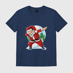 Футболка хлопковая мужская Dabbing Santa day, цвет: тёмно-синий