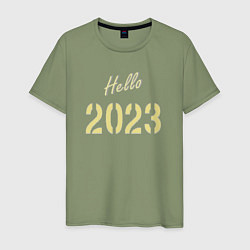 Футболка хлопковая мужская Hello 2023, цвет: авокадо