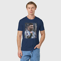 Футболка хлопковая мужская Viva la Argentina - Lionel Messi - world champion, цвет: тёмно-синий — фото 2