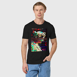 Футболка хлопковая мужская Glitch pixel art, цвет: черный — фото 2