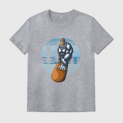 Мужская футболка Йети на сноуборде Снежный человек катается на сноу