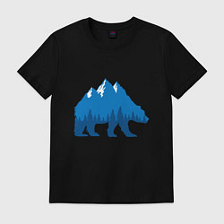 Футболка хлопковая мужская Bear mountains, цвет: черный