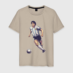 Футболка хлопковая мужская Maradona football, цвет: миндальный